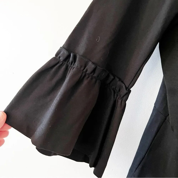 Eloquii‎ Black Ponte Knit Open Front Blazer Size 16 Flare Sleeve Detail Work New - Picture 7 of 10